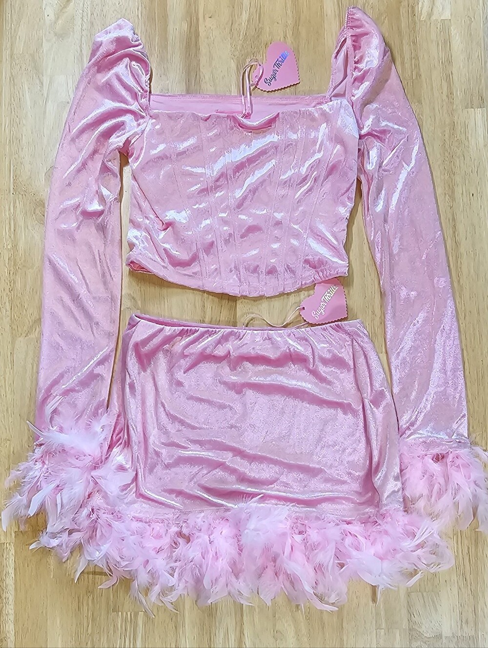 Sugar Thrillz Velvet Corset Top & Mini Skirt Set
